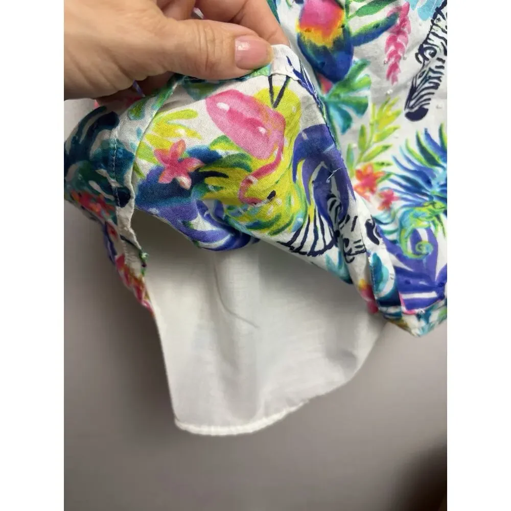 Penelope Mack Girls 5 Tropical Jungle Dress Flamingo Zebra Parrot Cotton